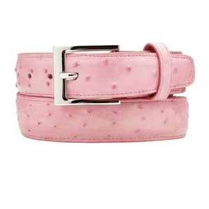 Belvedere 2001 Men's Rose Pink Exotic Ostrich Quill Belt